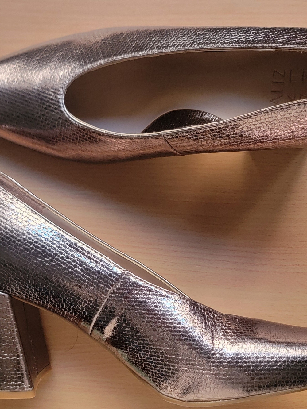Naturalizer Rose Gold Metallic Block Heel Pumps